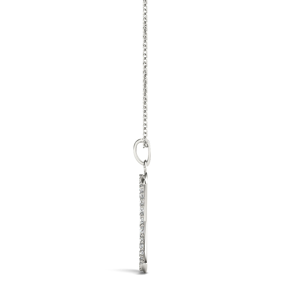 14K White Gold Half Moon Pendant With 0.19 TCW Diamond (SI2, H-I)