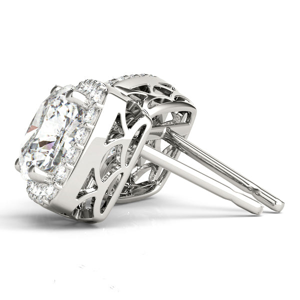 14K White Gold Earrings Halo With 0.12 TCW Diamond (SI2, H-I)