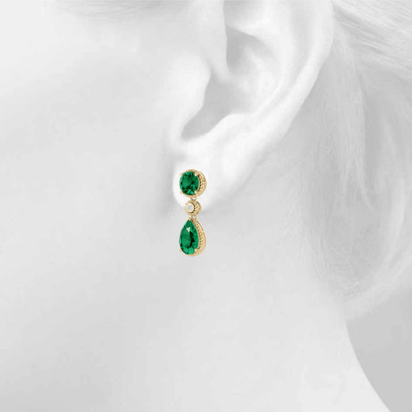 14K Yellow Gold Earrings Color Pear With 0.01 TCW Diamond (SI2, H-I)