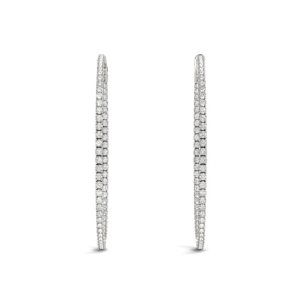 14K White Gold 2 Inch 4 Prong Round Hoop With 0.80 TCW Diamond (SI2, H-I)