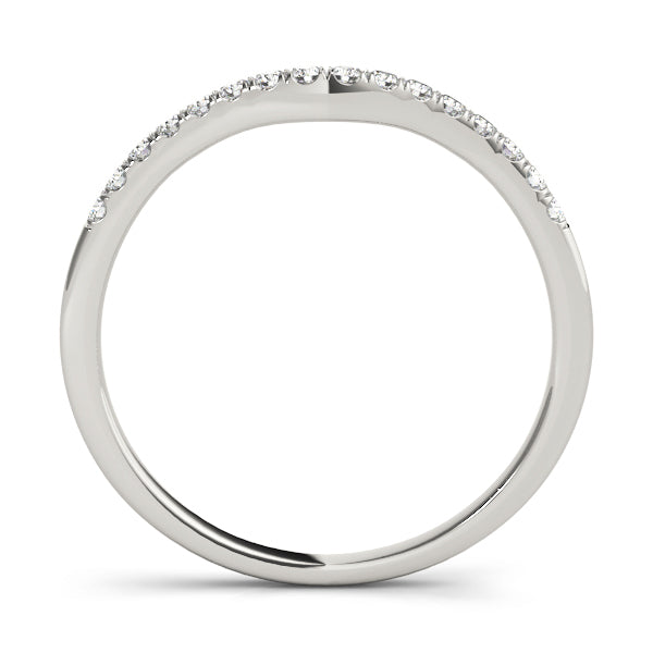14K White Gold Wedding Bands Curved Bands With 0.12 TCW Diamond (SI1-SI2, G-H)