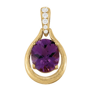 14K White Gold Pendants Color Oval With 0.08 TCW Diamond (SI2, H-I)