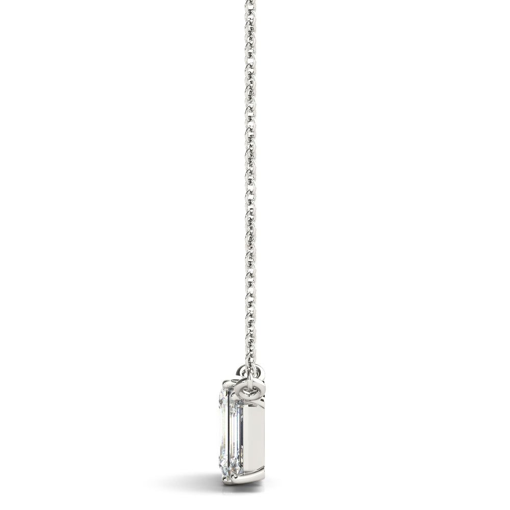 14K White Gold 3 Stone Emerald Cut Pendant With 1.10 TCW Diamond (SI1-SI2, G-H)