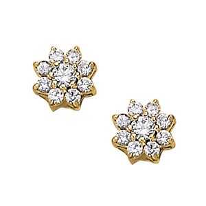 14K White Gold Earrings Cluster With 0.36 TCW Diamond (I1, H-I)