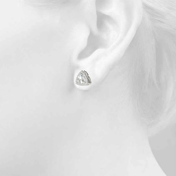 14K White Gold Earrings Halo With 0.11 TCW Diamond (SI2, H-I)