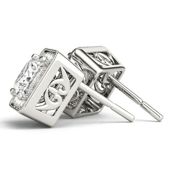 14K White Gold Earrings Halo With 0.91 TCW Diamond (SI2, H-I)