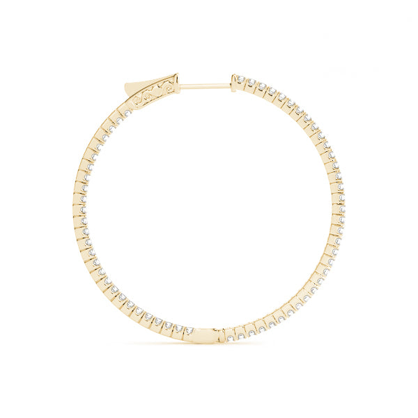 14K Yellow Gold 1.2 Inch 4 Prong Round Hoop With 0.40 TCW Diamond (SI2, H-I)