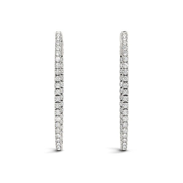 14K White Gold 1.5 Inch 4 Prong Oval Hoop With 0.74 TCW Diamond (SI2, H-I)