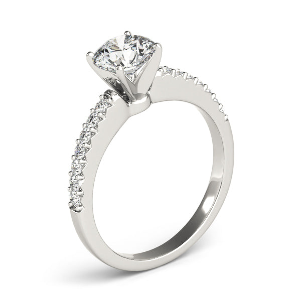14K White Gold Engagement Rings Single Row Prong Set With 0.18 TCW Diamond (I2, H-I)