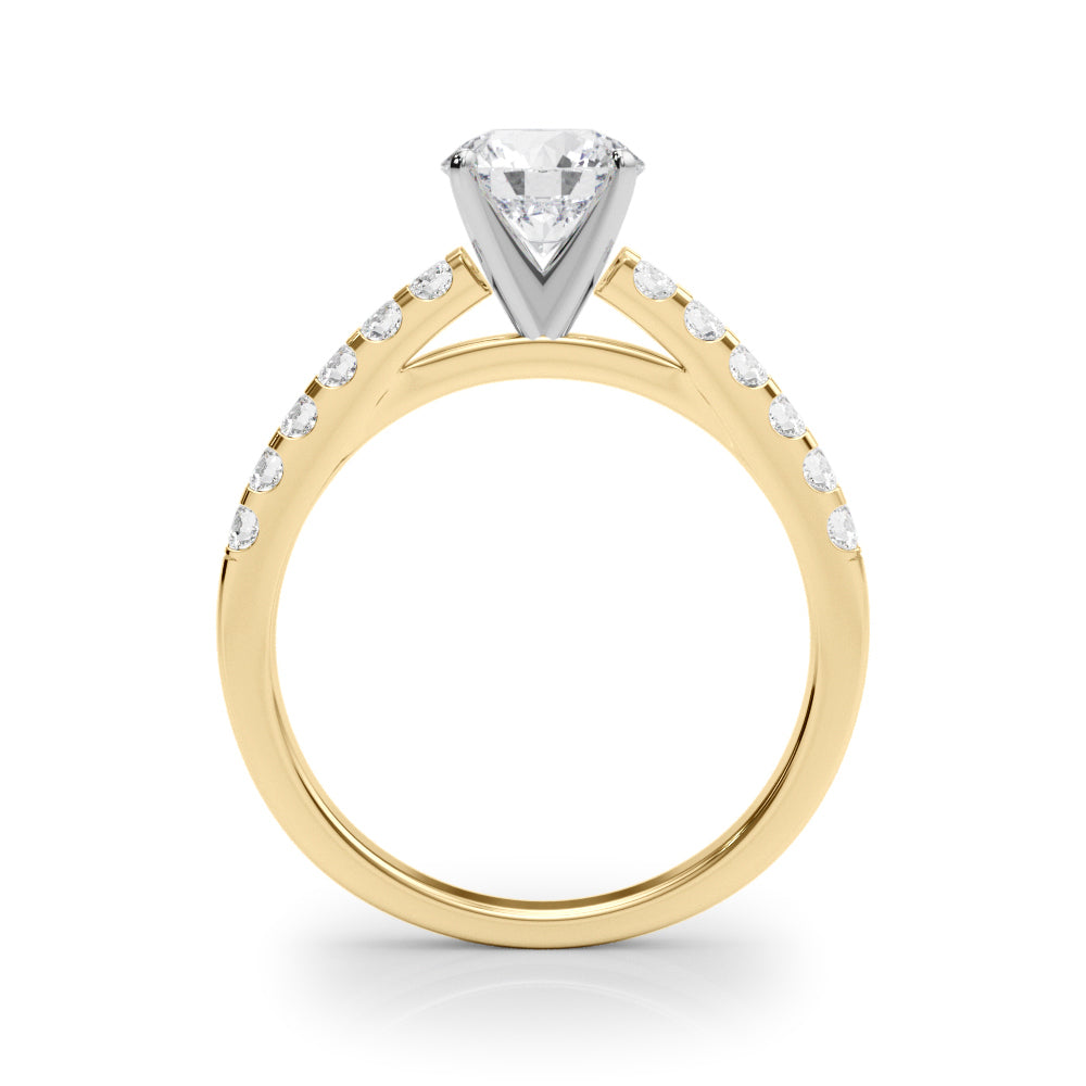 18K Yellow Gold Engagement Rings Single Row Prong Set With 0.36 TCW Diamond (SI1-SI2, G-H)