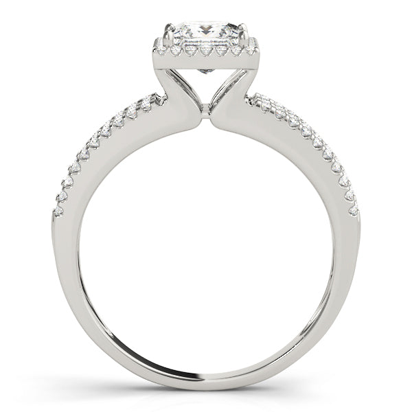 14K White Gold Engagement Rings Halo Square & Cushion With 0.75 TCW Diamond (SI1-SI2, G-H)