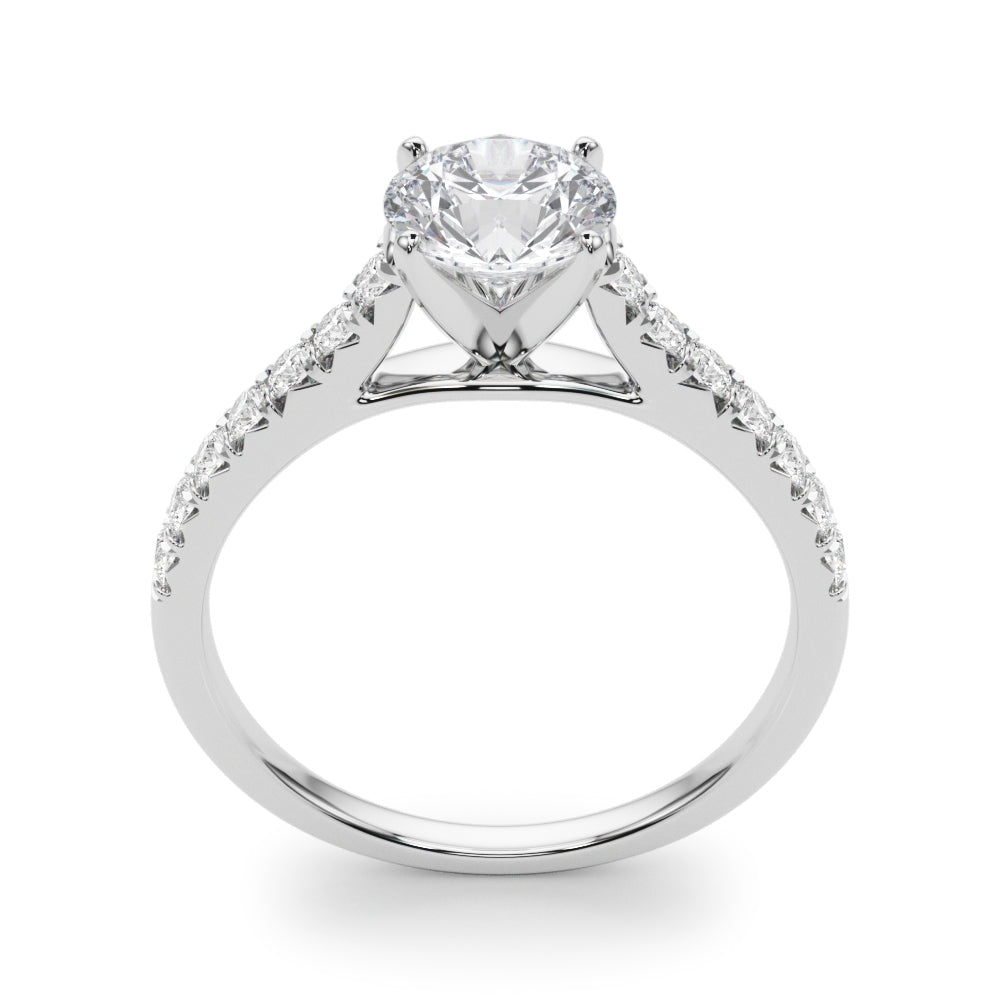 14K White Gold Engagement Rings Single Row Prong Set With 0.35 TCW Diamond (SI1-SI2, G-H)