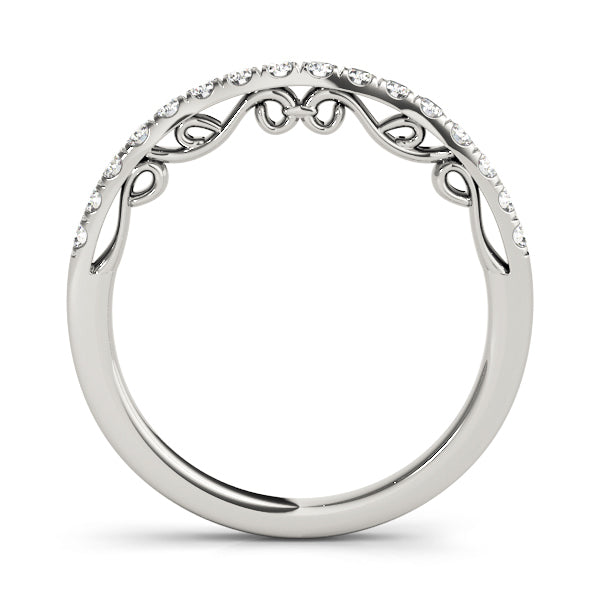 14K White Gold Wedding Bands Curved Bands With 0.20 TCW Diamond (SI1-SI2, G-H)