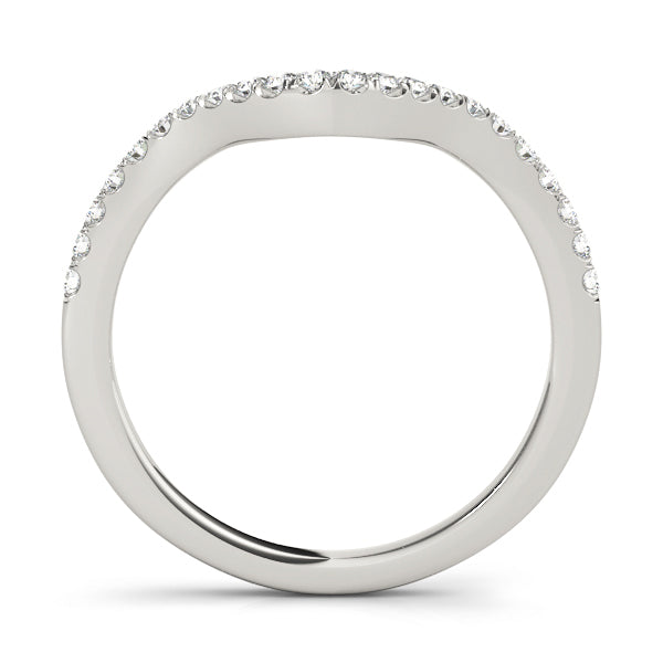 14K White Gold Wedding Bands Curved Bands With 0.16 TCW Diamond (SI1-SI2, G-H)