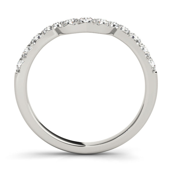 14K White Gold Wedding Bands Curved Bands With 0.42 TCW Diamond (SI1-SI2, G-H)