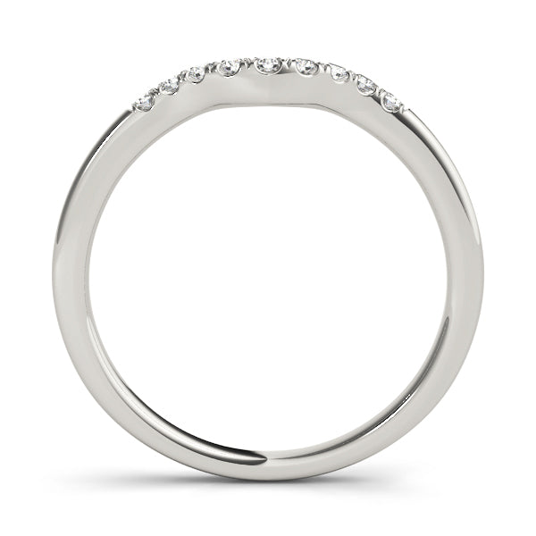 14K White Gold Wedding Bands Curved Bands With 0.09 TCW Diamond (SI1-SI2, G-H)