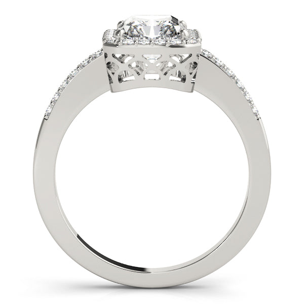 14K White Gold Engagement Rings Halo Emerald With 0.27 TCW Diamond (SI2, H-I)