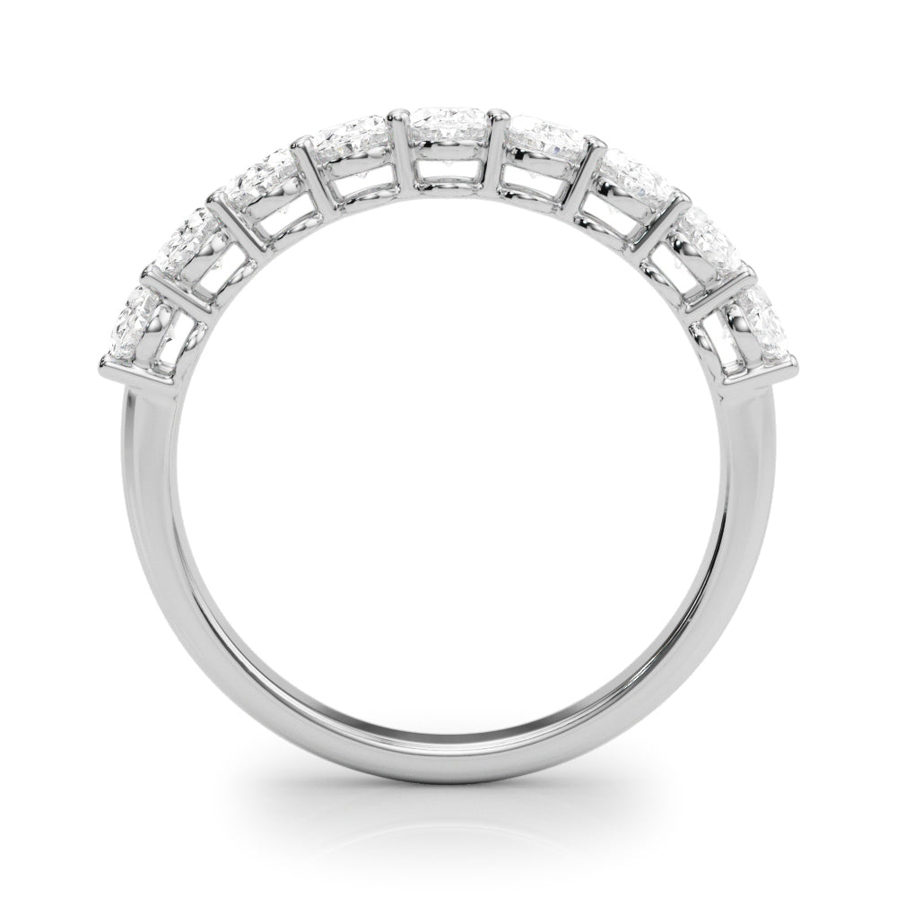 14K White Gold Lab Grown Diamond 9 Stone Band Oval With 1.08 TCW Diamond (Lab Grown VS-SI1, E/F/G)