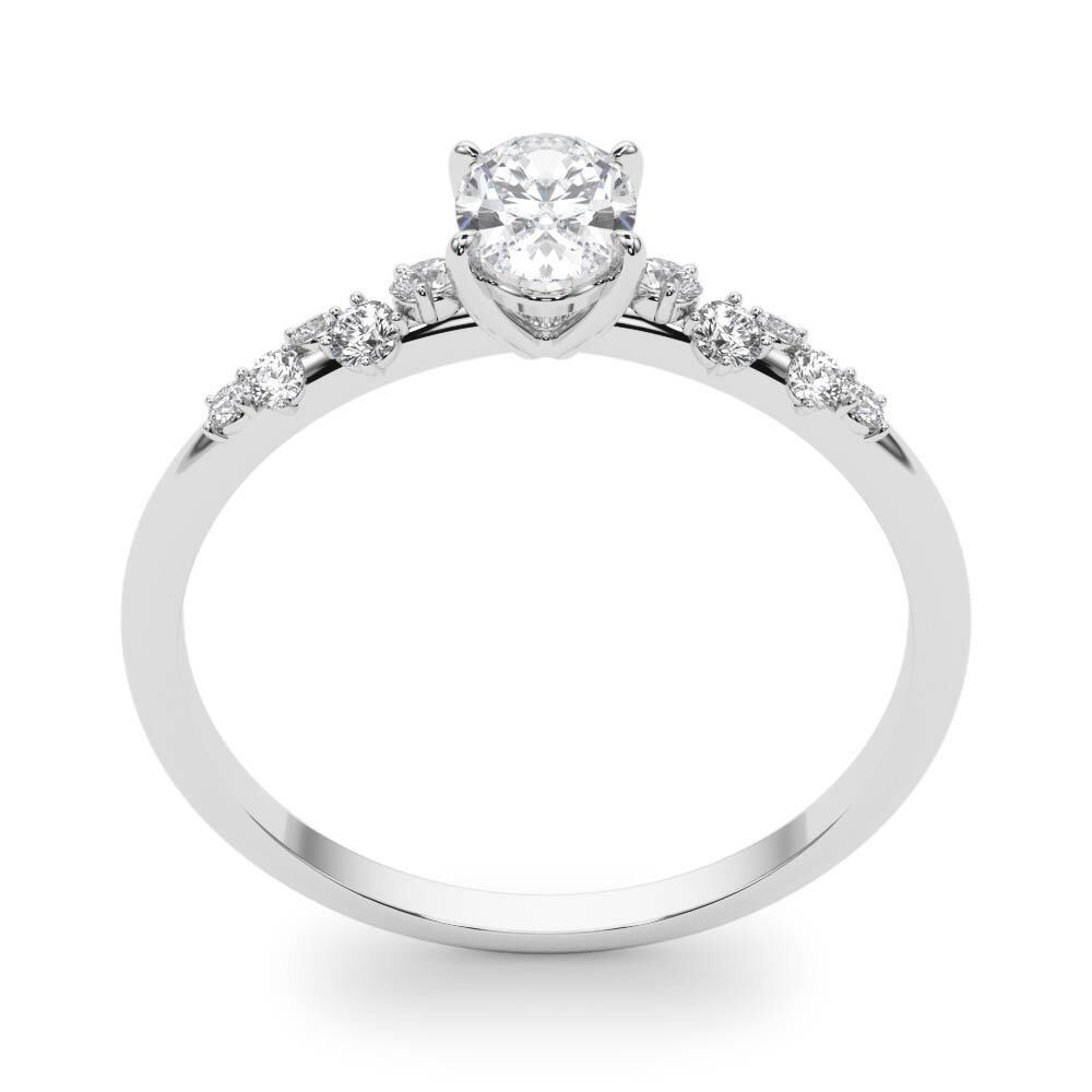 14K White Gold Fashion Rings Oval With 0.11 TCW Diamond (SI2, H-I)