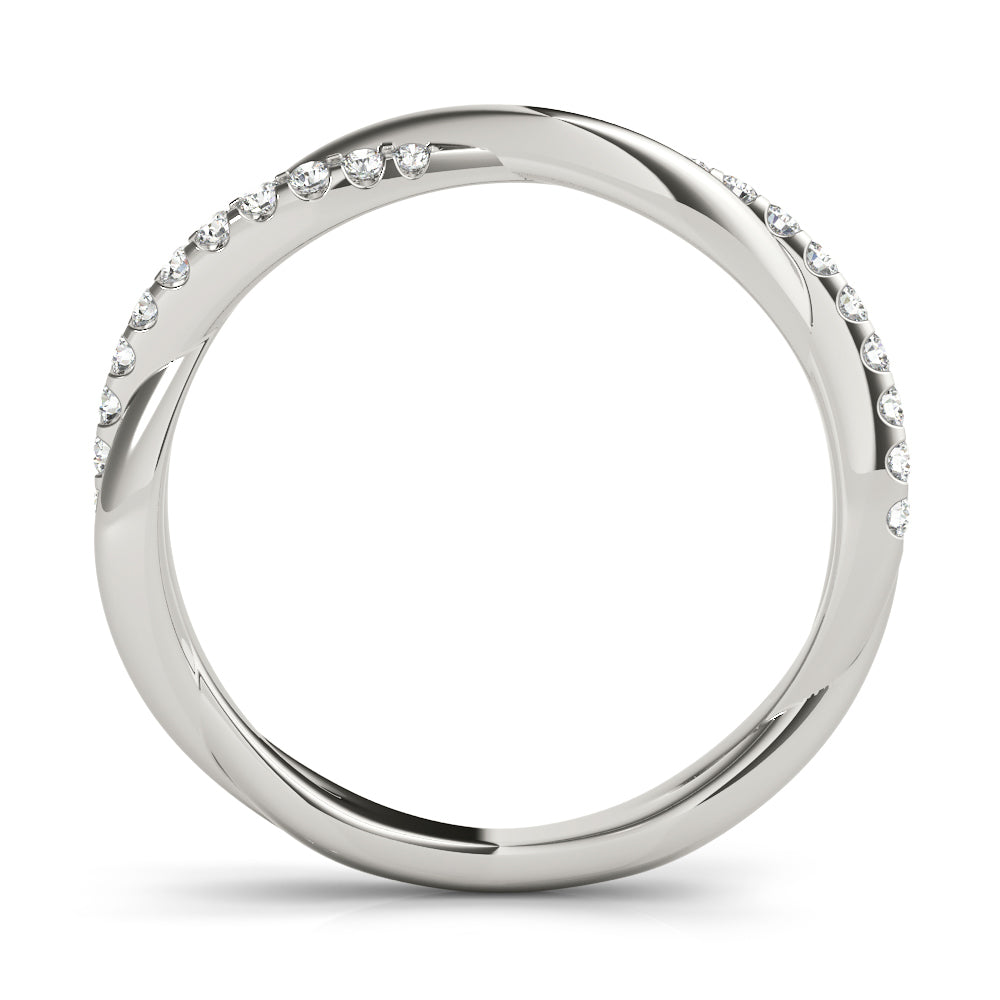 14K White Gold Twisted Dia Wedding Band With 0.16 TCW Diamond (SI1-SI2, G-H)