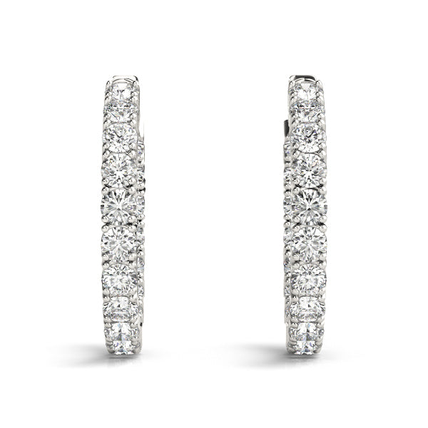 14K White Gold 1.2 Inch 4 Prong Round Hoop With 6.50 TCW Diamond (Lab Grown VS-SI1, E/F/G)