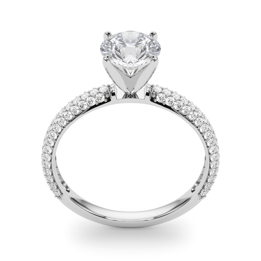 14K White Gold Engagement Rings Pave With 0.47 TCW Diamond (Lab Grown VS-SI1, E/F/G)