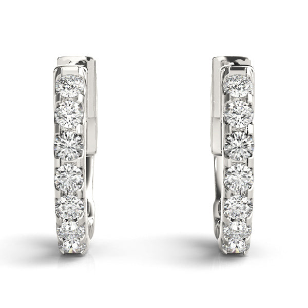 14K White Gold .5 Inch 1 Row Hoop With 0.14 TCW Diamond (Lab Grown VS-SI1, E/F/G)