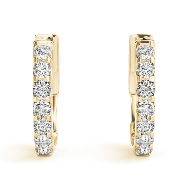 14K Yellow Gold .5 Inch 1 Row Hoop With 0.14 TCW Diamond (Lab Grown VS-SI1, E/F/G)