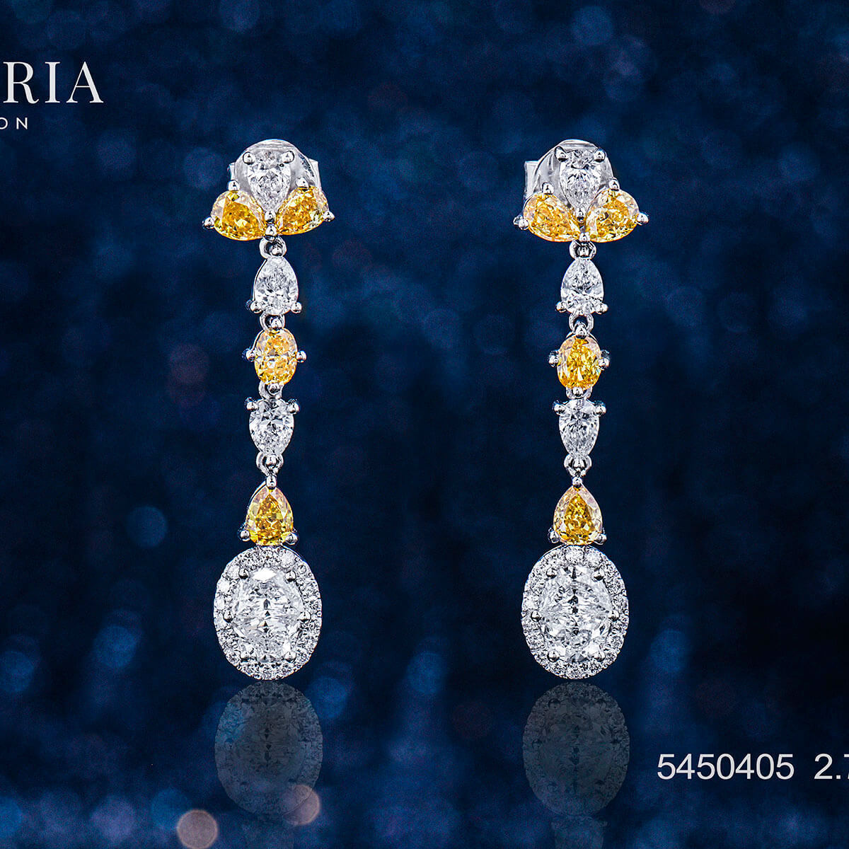 18K White Gold Statement Earrings With 2.73 TCW Pear Shape Natural Diamond, EG_LAB Certified