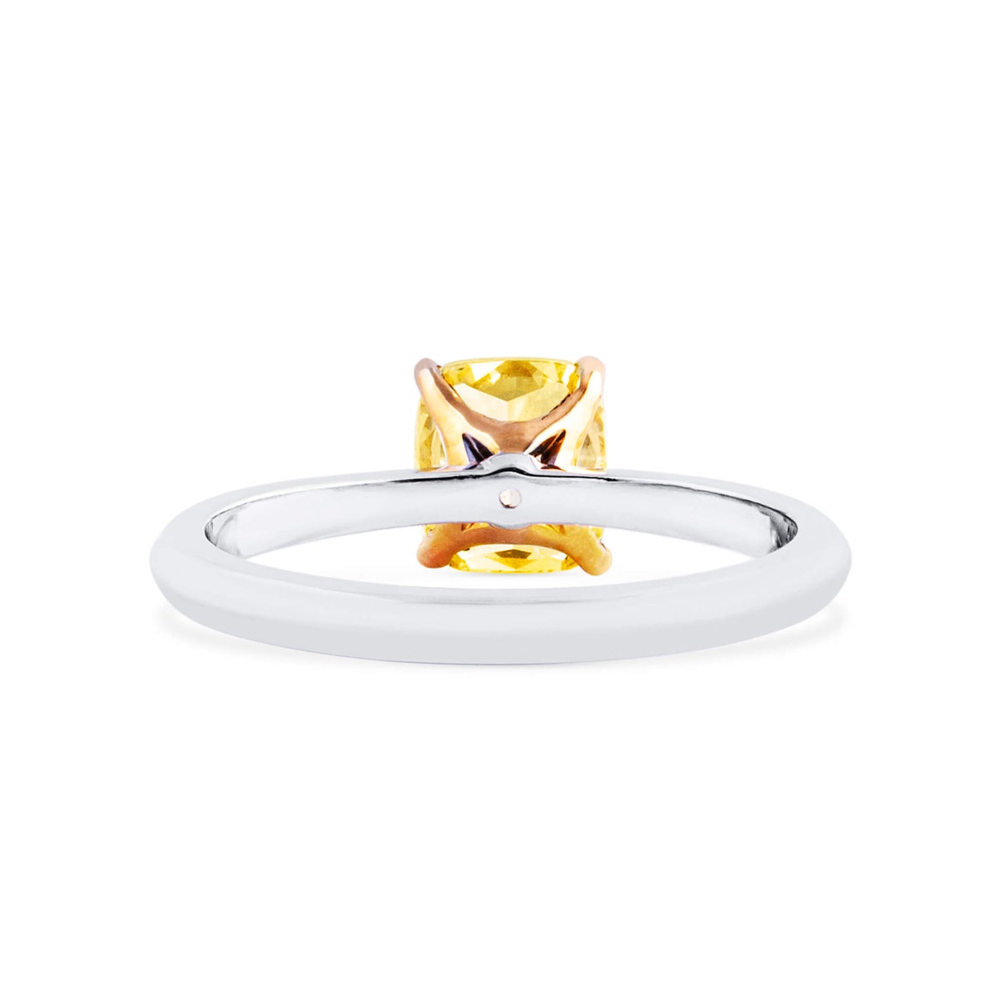 18K White Gold Statement Ring With 1.50 TCW Yellow Cushion Shape Natural Diamond, GIA Certified