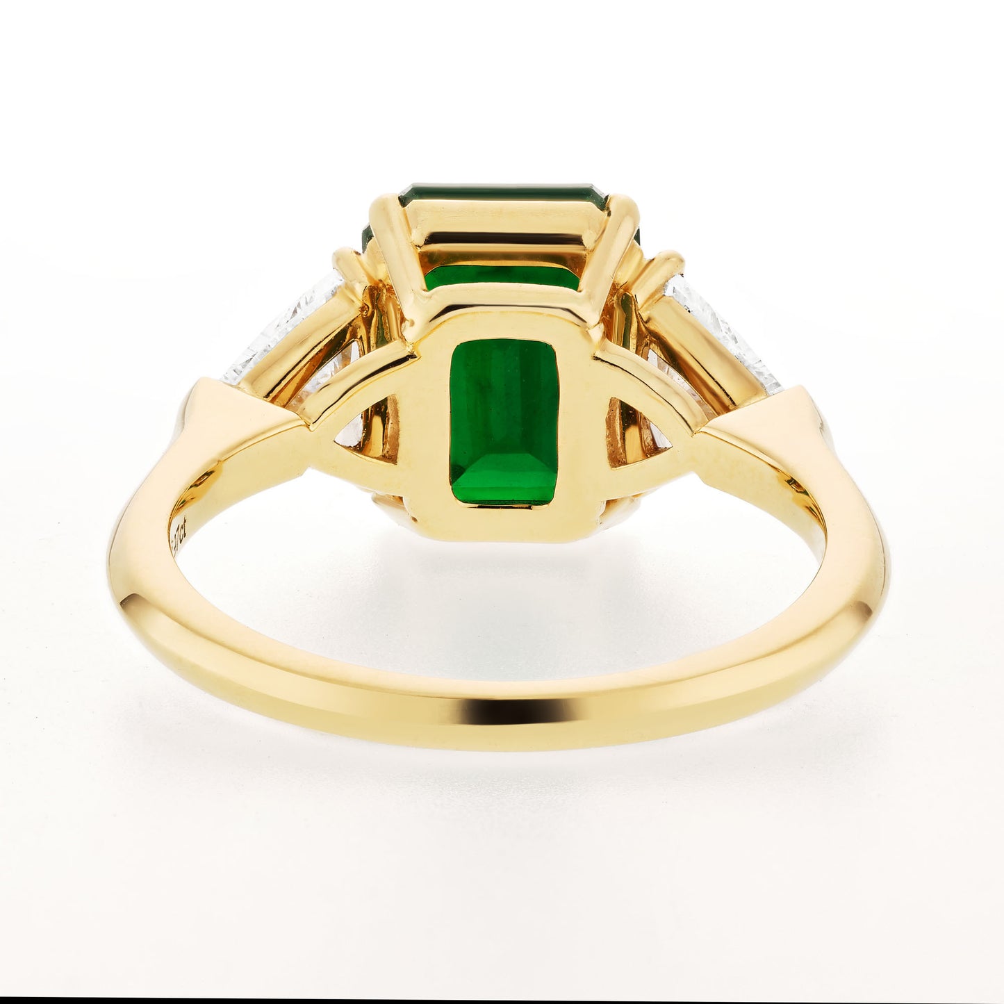 18K Yellow Gold Statement Ring With 2.31 TCW Emerald Shape Natural Emerald, GRS Certified
