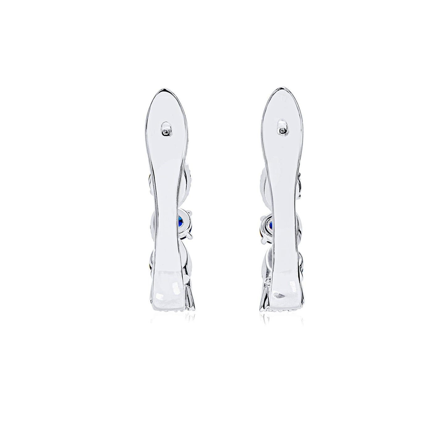 18K White Gold Statement Earrings With 2.01 TCW Round Shape Natural Sapphire, EG_LAB Certified