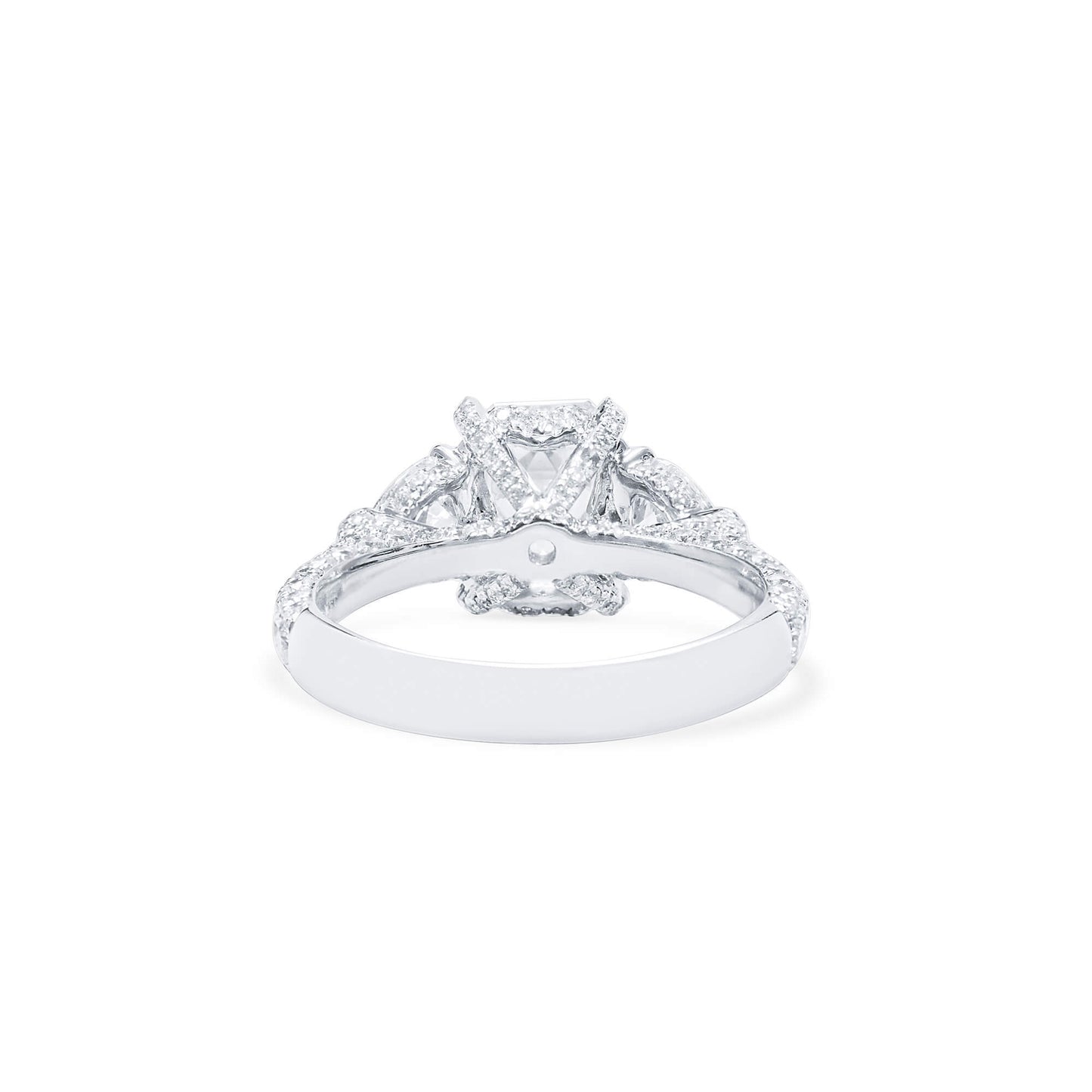 18K White Gold Statement Ring With 2.01 TCW Emerald Shape Natural Diamond, GIA Certified