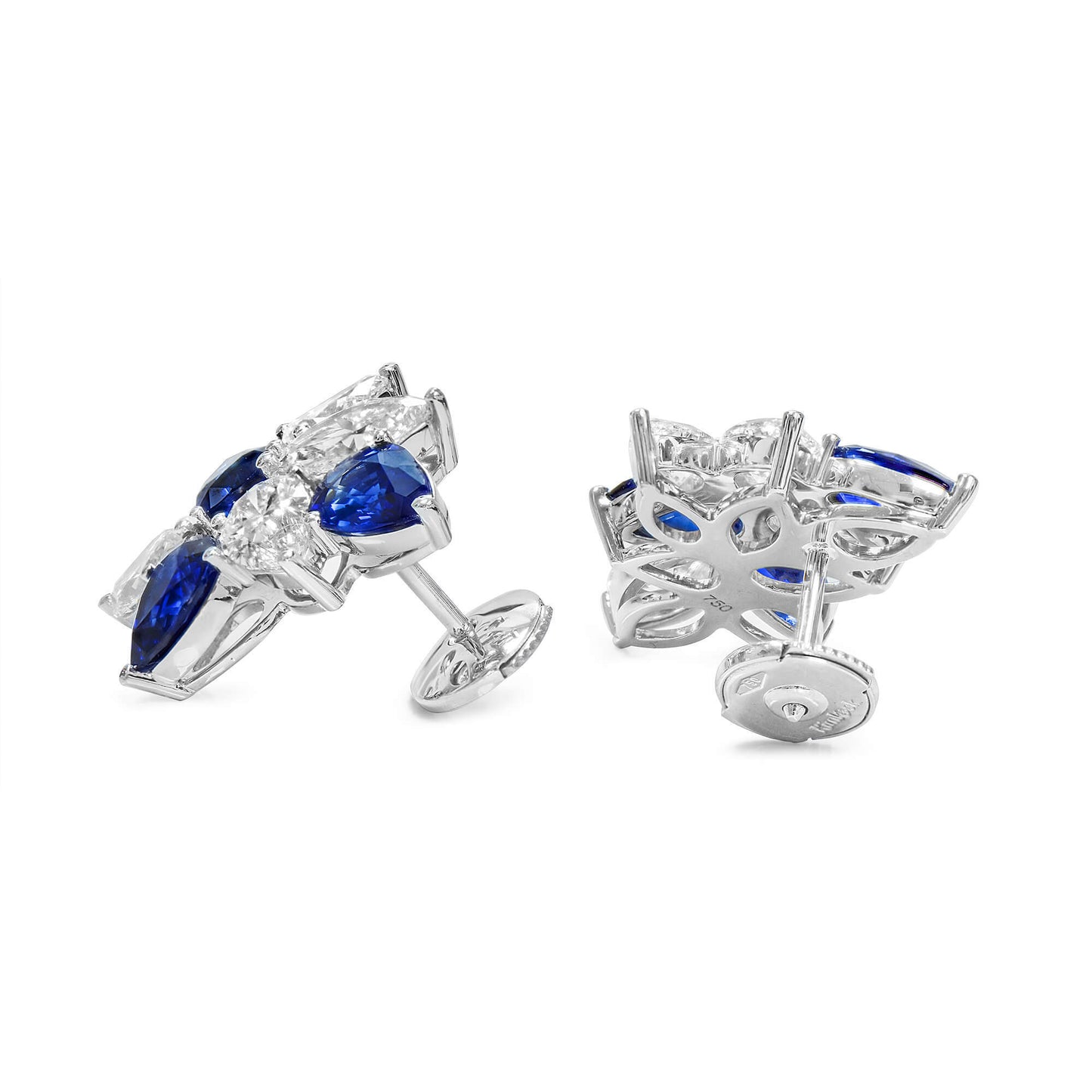 18K White Gold Statement Earrings With 4.85 TCW Pear Shape Natural Sapphire, GIA Certified