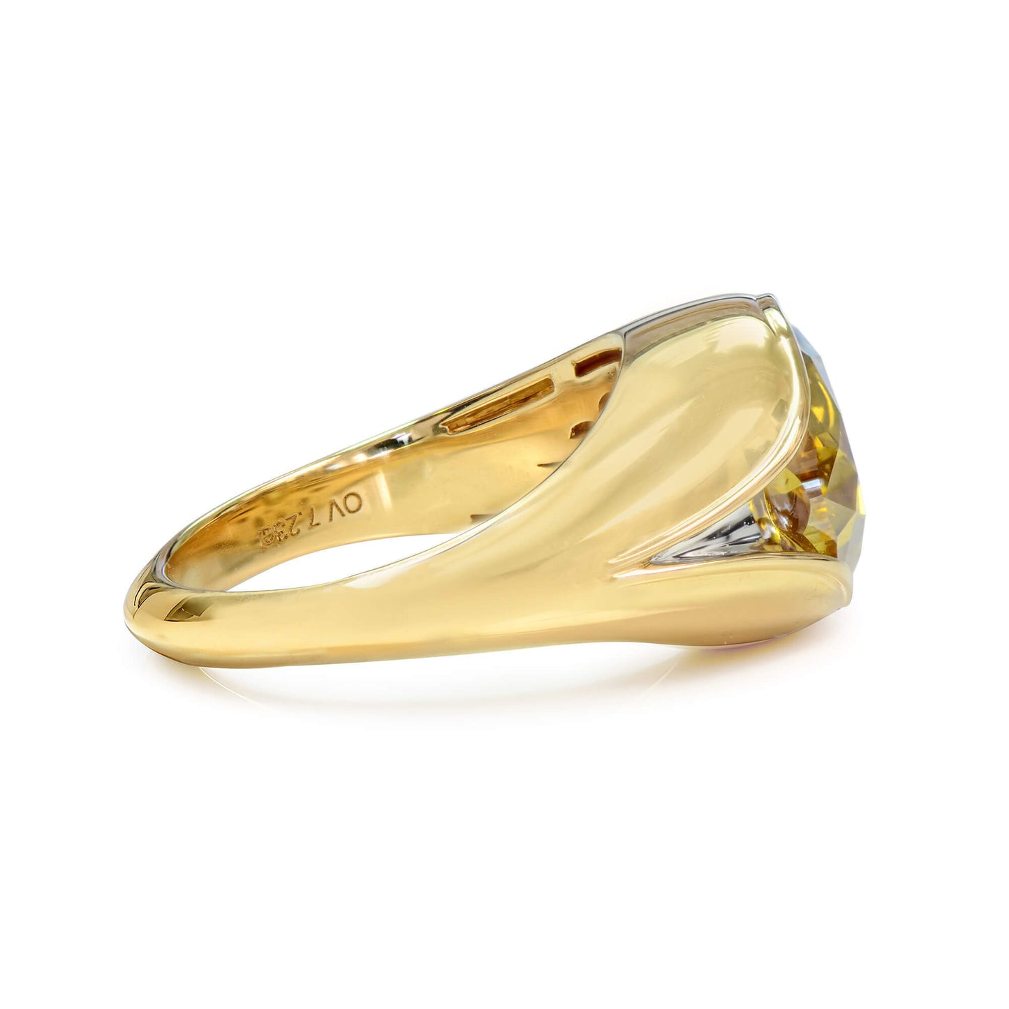 18K White & Yellow Gold Statement Ring With 7.23 TCW Yellow Oval Shape Natural Diamond, GIA Certified