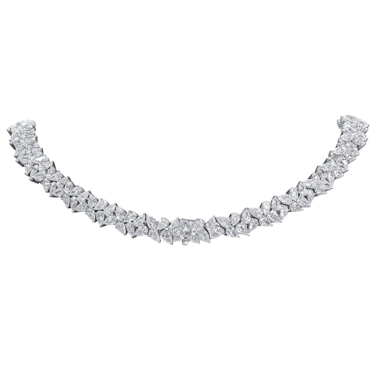 18K White Gold Statement Necklace With 11.68 TCW Pear Shape Natural Ruby, GIA Certified