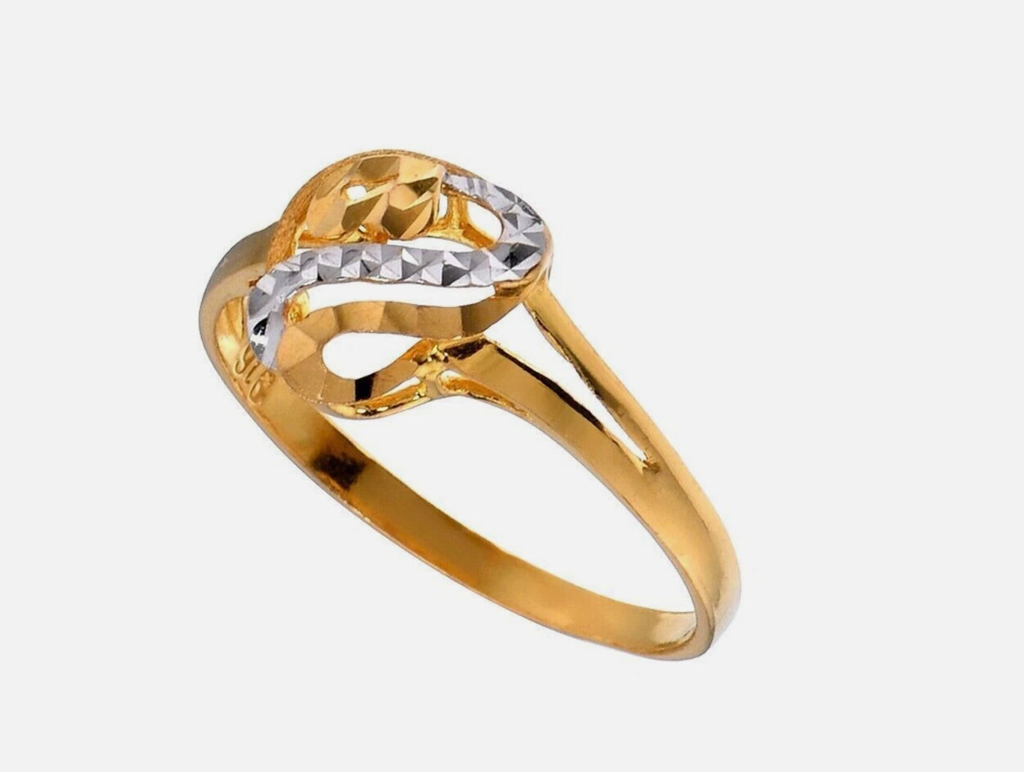 22K Yellow/White Gold Love Symbol Ring Solid Gold Fine Jewelry Gift for Her
