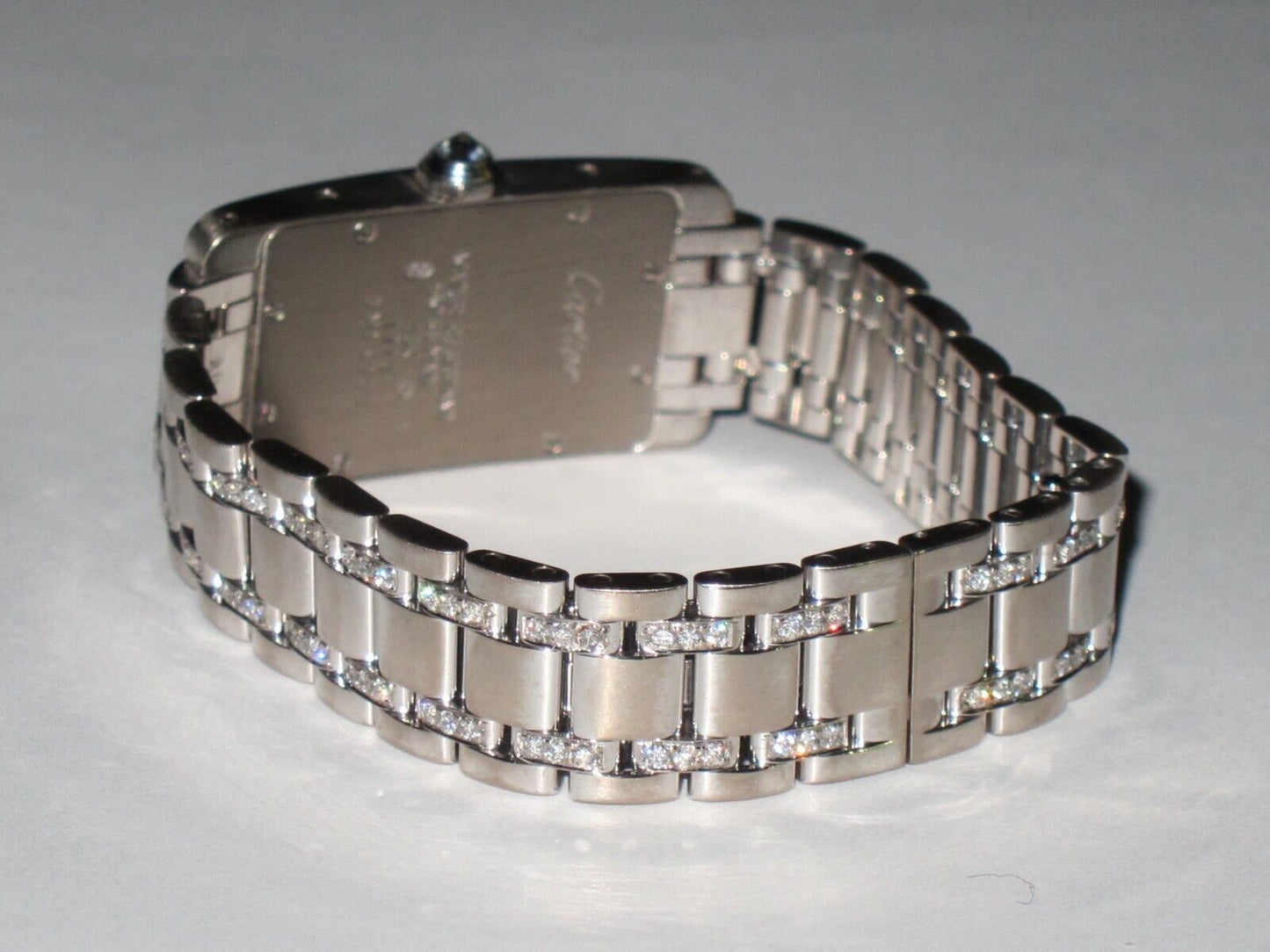 Womens Cartier Tank Americaine American 18K Gold Diamonds