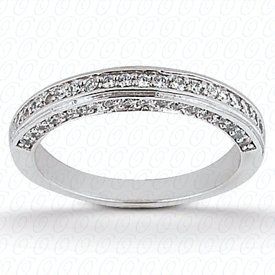 Fancy Round Cut Prong Set Halfway Diamond Wedding Band - ENS807-B