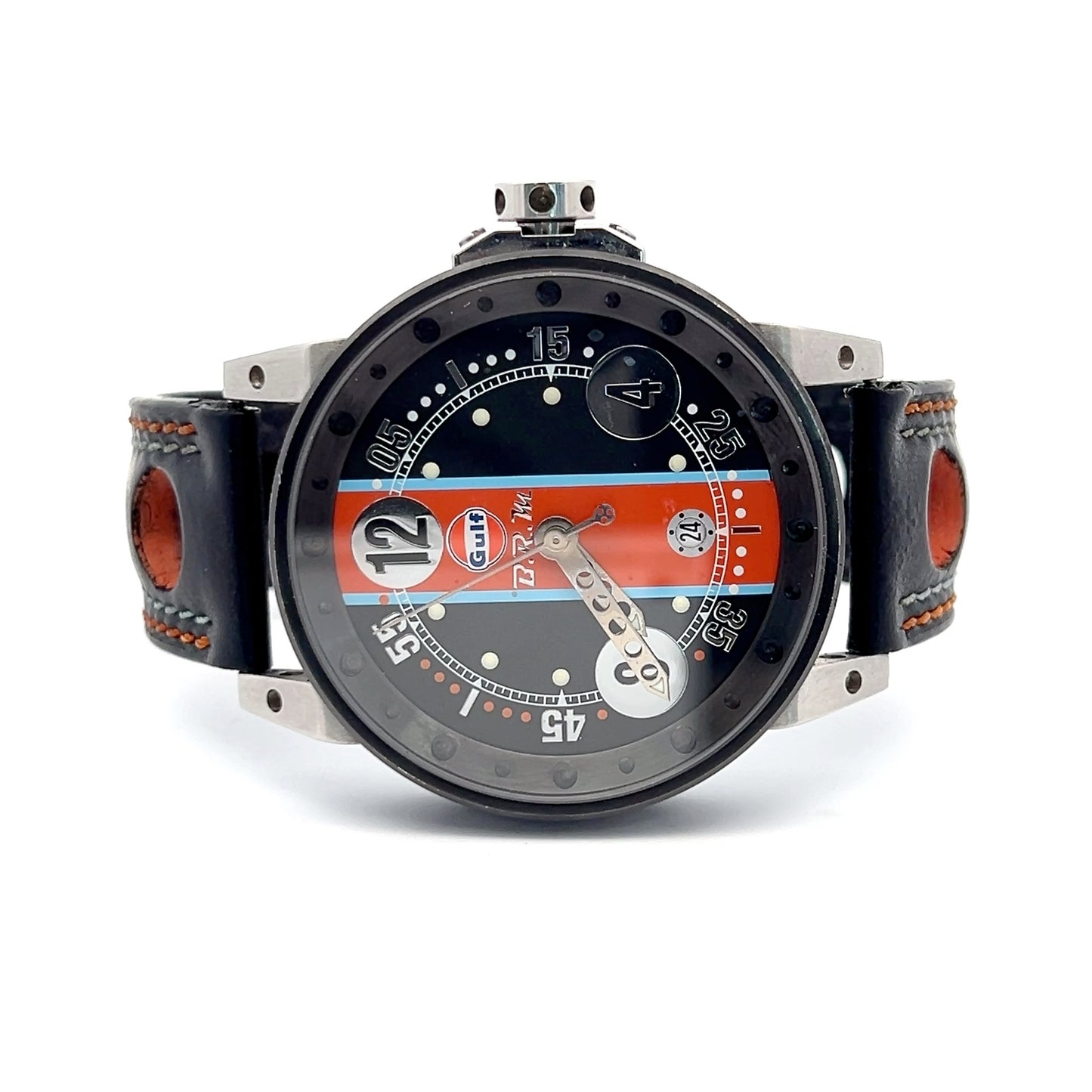 BRM BRM Gulf Automatic Mens Steel Case With Leather Strap Authentic Luxury Timepiece