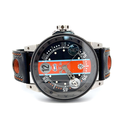BRM BRM Gulf Automatic Mens Steel Case With Leather Strap Authentic Luxury Timepiece