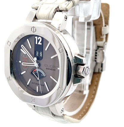 Clerc Icon 8  Power Reserve Automatic Mens Steel Case With Leather Strap Authentic Luxury Timepiece