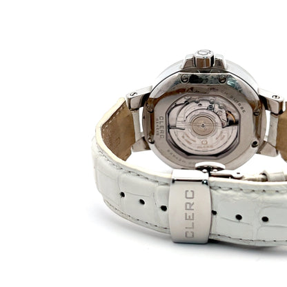 Clerc Icon 8  Power Reserve Automatic Mens Steel Case With Leather Strap Authentic Luxury Timepiece