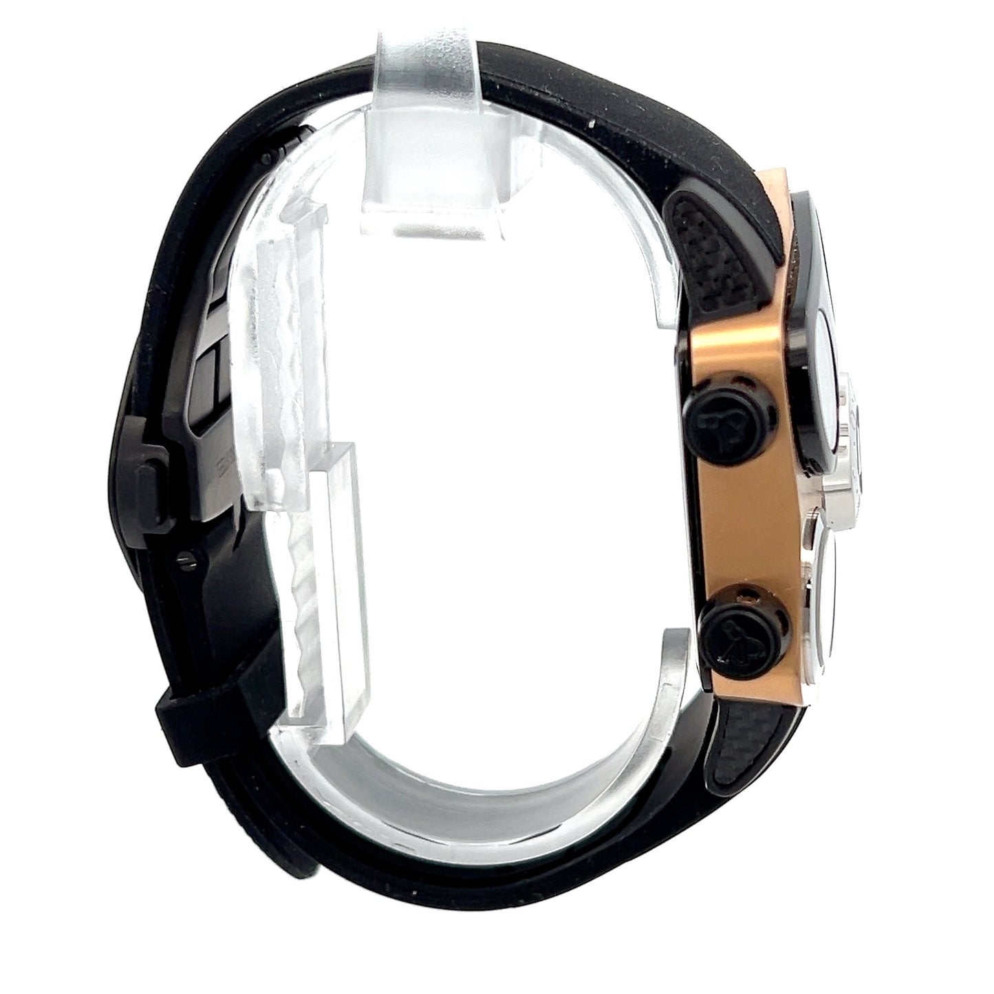 Jacob & Co Grand Quartz Mens Steel / 18k Gold Case With Rubber Strap Authentic Luxury Timepiece