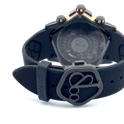 Jacob & Co Grand Quartz Mens Steel / 18k Gold Case With Rubber Strap Authentic Luxury Timepiece