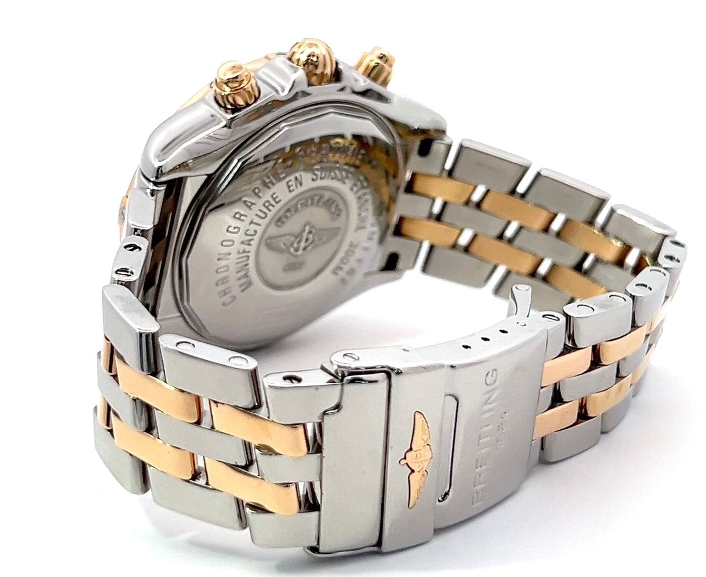 Mens Breitling Chronomat Evolution Chronograph 18K Gold/Steel Diamond Watch