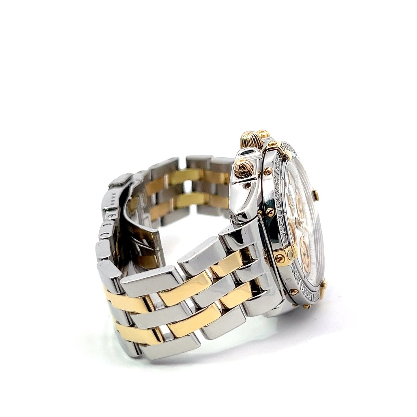 Mens Breitling Chronomat Chronograph 18K Gold / Steel Diamond Watch