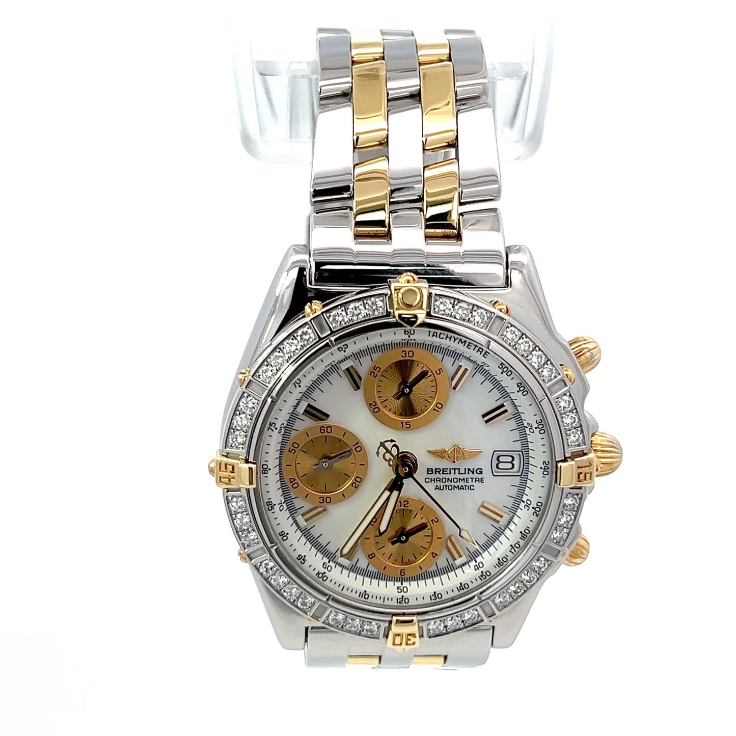 Mens Breitling Chronomat Chronograph 18K Gold / Steel Diamond Watch
