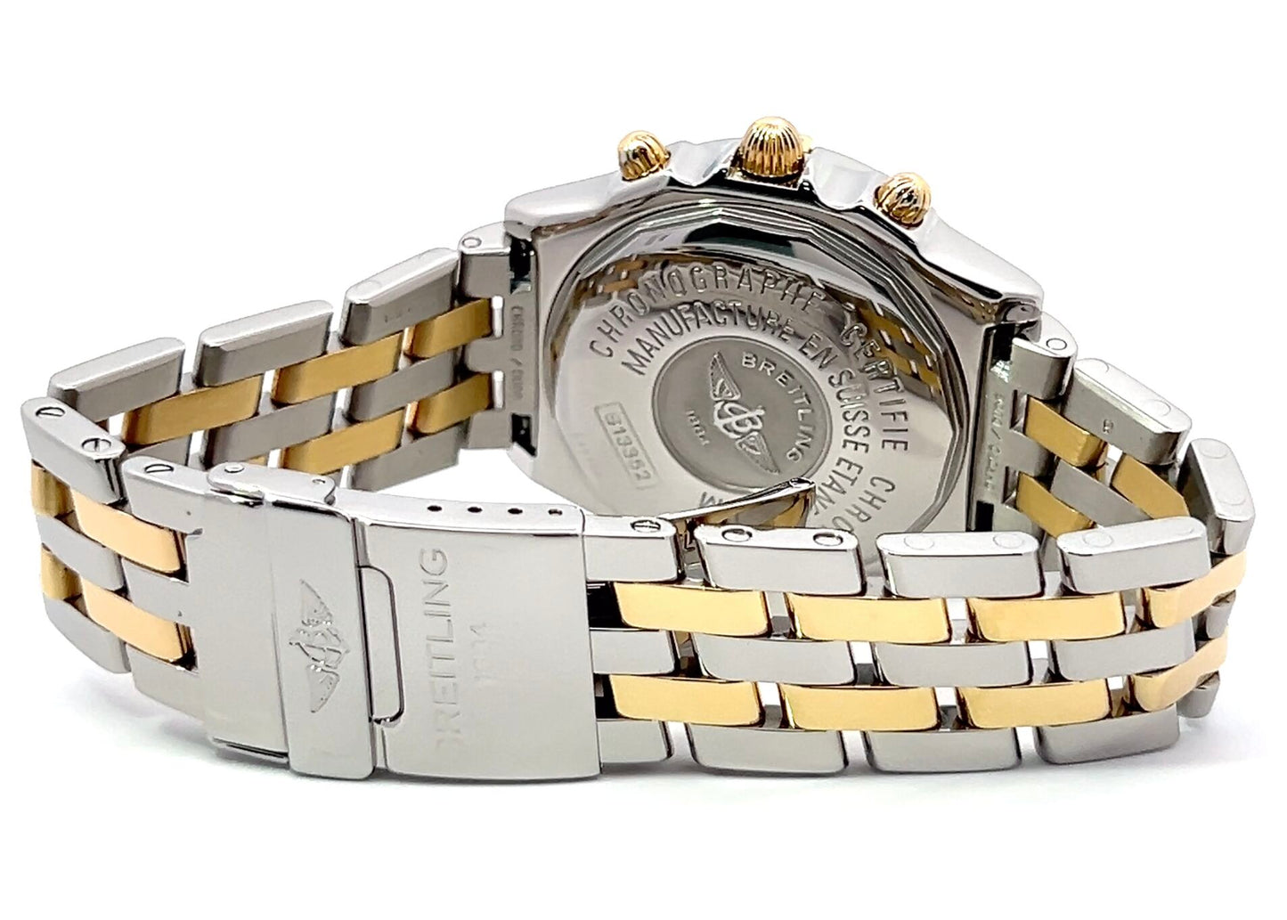 Mens Breitling Chronomat Chronograph 18K Gold / Steel Diamond Watch