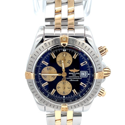 Mens Breitling Chronomat Evolution Chronograph 18K Yellow Gold/Steel Watch